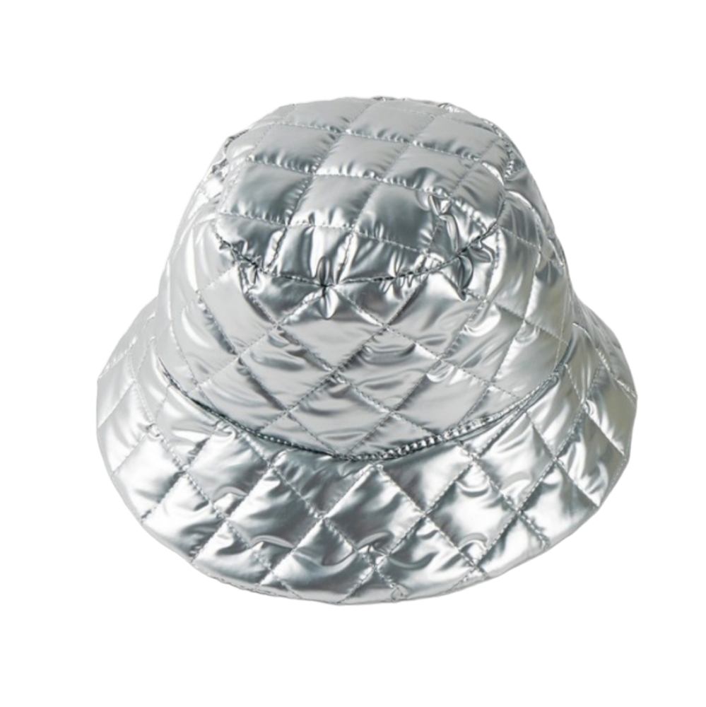 Silver Metallic Quilt Stitch Bucket Hat